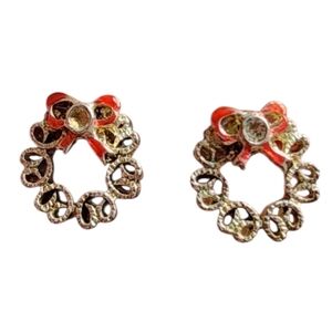 Goldtone and Red Filigree Earrings with Vintage Charm